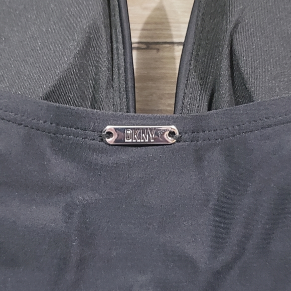 Dkny Plunge Neck Swimsuit Tummy Control One Piece Swimsuit Black Bathing Suit - Picture 5 of 6